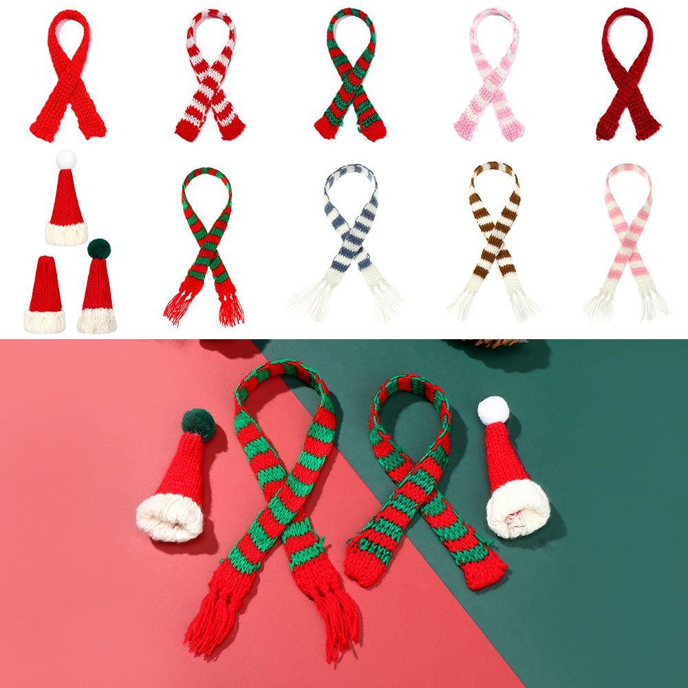 Аксессуары Миниатюрная одежда Кукольный шарф Шапка Вязаные шарфы Материал ручной работы Мини Рождественские шапки