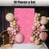 10 Pcs Pink Flower Wall Backdrop, Artificial Silk Flowers Panel for Wedding Party Birthday Decor, Romantic Photo Booth