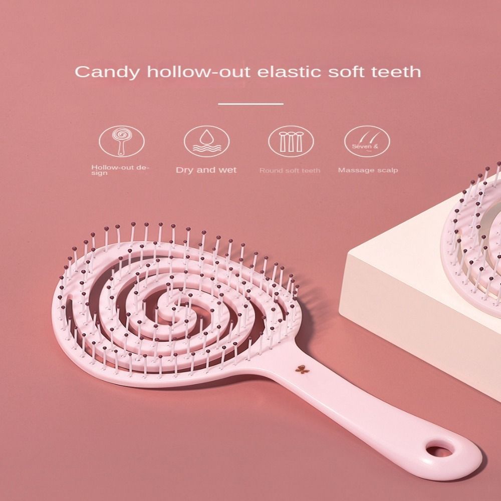 Парикмахерская расческа в форме леденца-макарона с отверстием для подвешивания, массажная расческа для кожи головы, однотонная щетка для волос для девочек