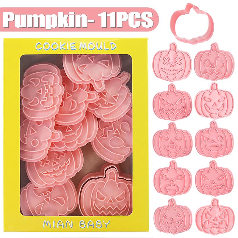 Набор формочек для печенья на Хэллоуин, тыква, привидение, череп, форма для печенья, 3D-форма для прессования печенья, украшение торта, детские инструменты для выпечки