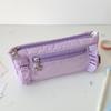Ruffled Edge Ruffled Pencil Case Star Zipper Pencil Pouch Korean Ruffled Stationery Bag  Office
