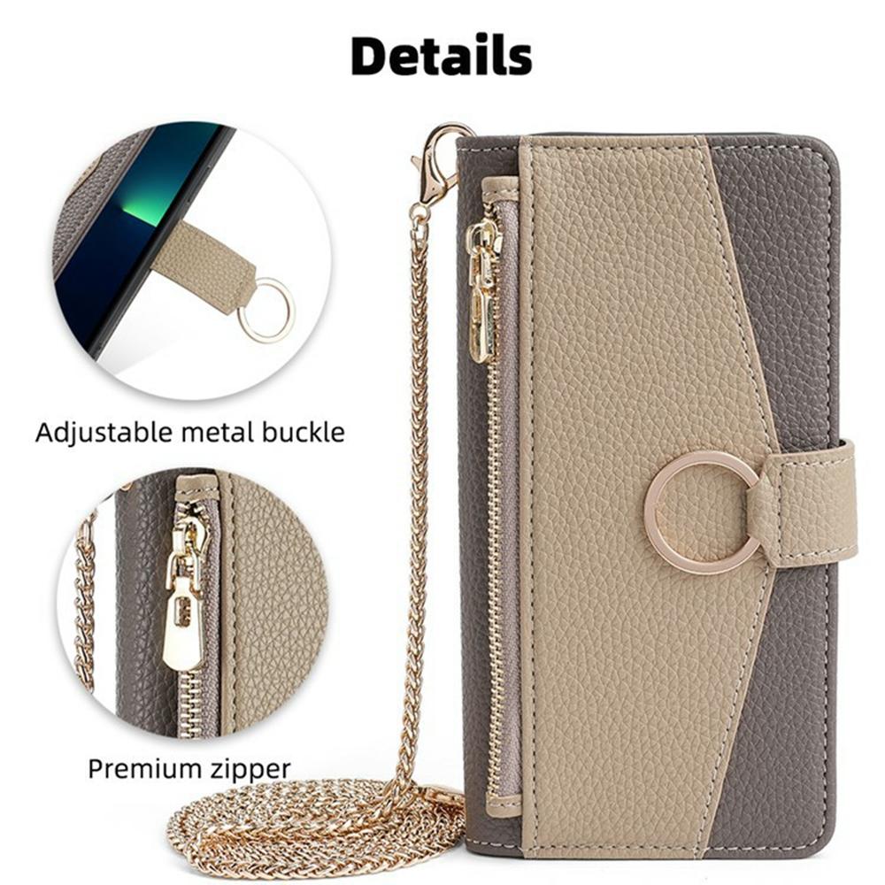 For Motorola Moto G85 5G/S50 Neo 5G Case Mirror Wallet Leather Phone Cover with Chain Shoulder Strap