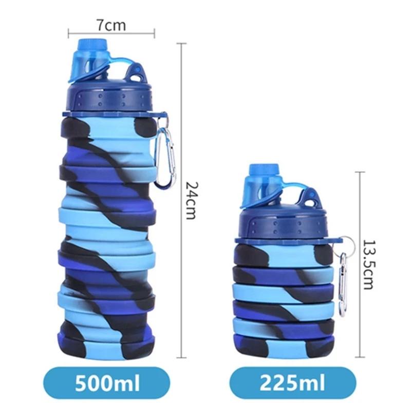 Silicone Water Bottle Portable Foldable Cup Fruit Juice Leak-Proof Outdoor Sport Traveling Camping Bottle Collapsible Cup Bottle
