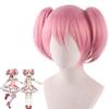 Anime 35CM Puella Magi Madoka Magica Madoka Kaname Cosplay Wig Pink Clip Ponytails Heat Resistant Synthetic Hair Wigs + Wig Cap