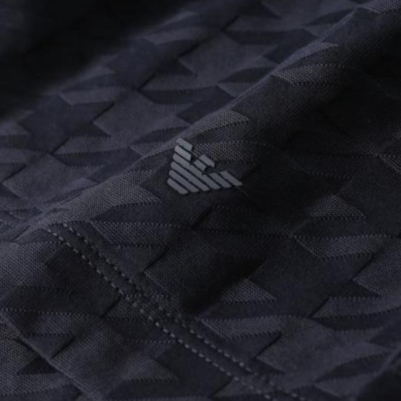 Emporio Armani Мужская однотонная фактурная футболка-поло с коротким рукавом FW23 Топы Темно-синий 3R1F71-1JGYZ-09J4