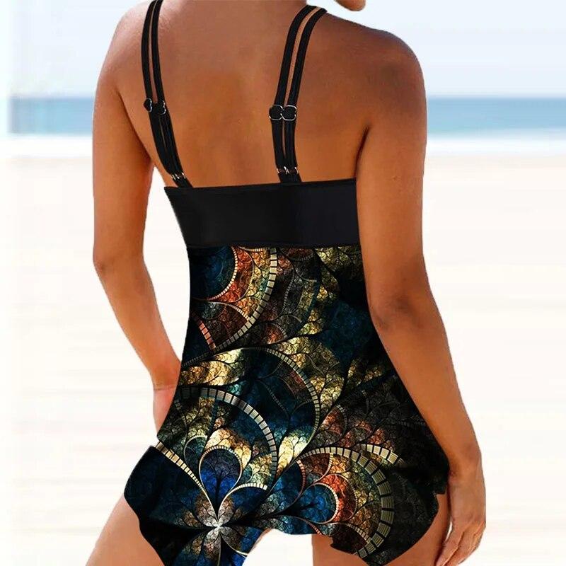 Пляжная одежда Монокини Купальник Купальный костюм Сексуальная Высокая талия Лето Новый дизайн с принтом Swimdrss Женщины Из двух частей Танкини Купальники