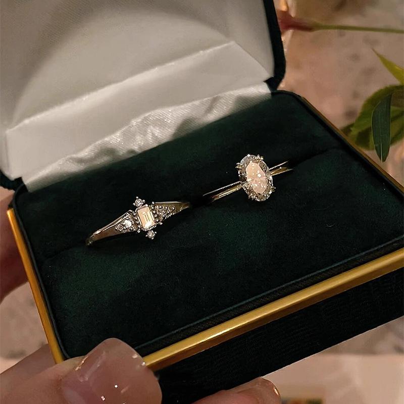 Свежие и простые резные свежие овальные сверкающие бриллиантовые опаловые кольца для женщин высококлассное и ретро кольцо вечеринка тонкий подарок