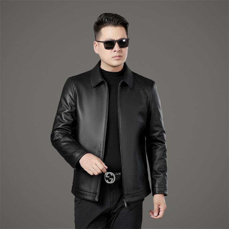 Куртка из натуральной кожи, осеннее и зимнее пальто, повседневная мужская овчина высокого класса плюс бархат, потертая кожа, трендовая одежда