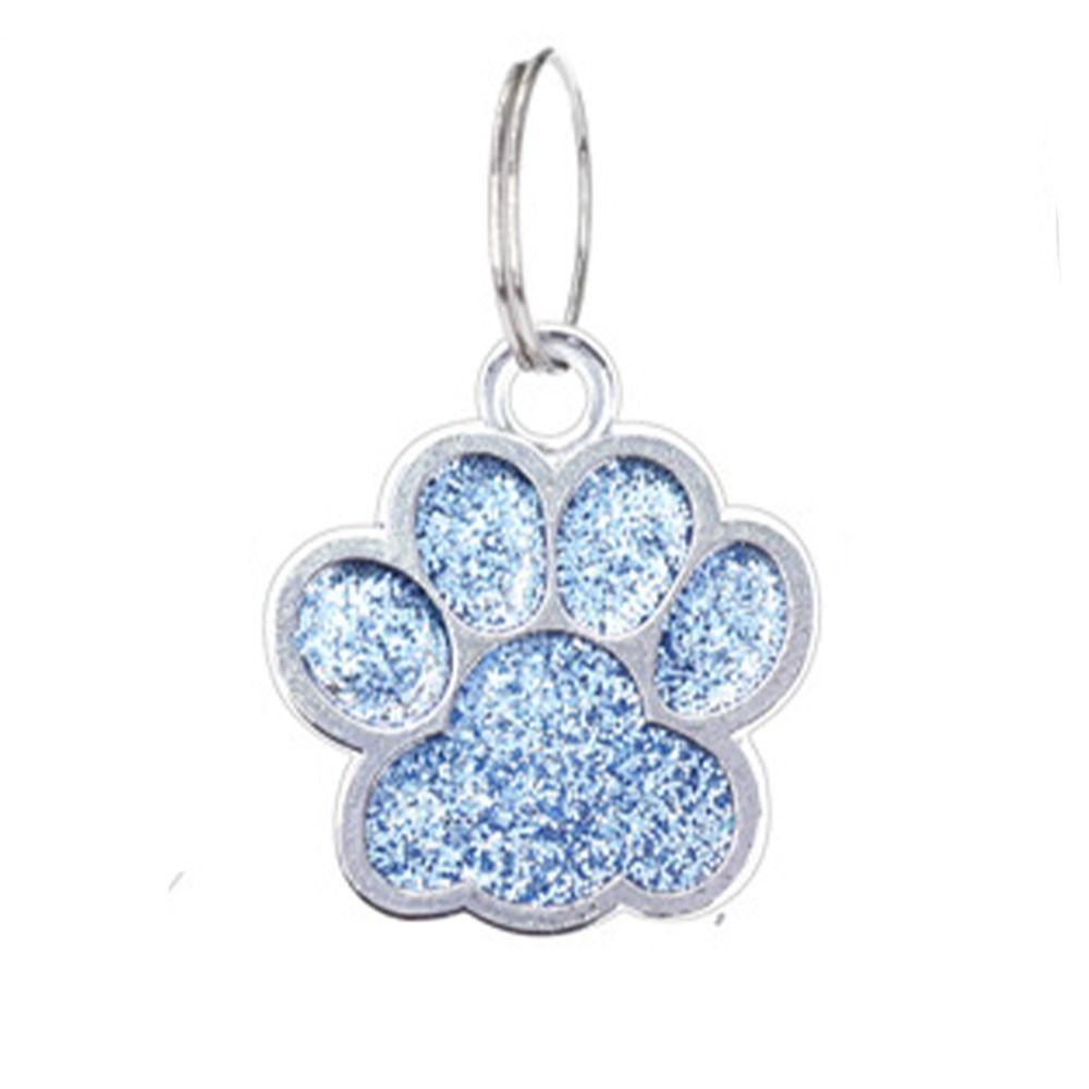 Cat Dog Paw Print Pet Glitter Pendant Anti-Lost Pet Collar Tag Pendant Dog Cat Tags Cats