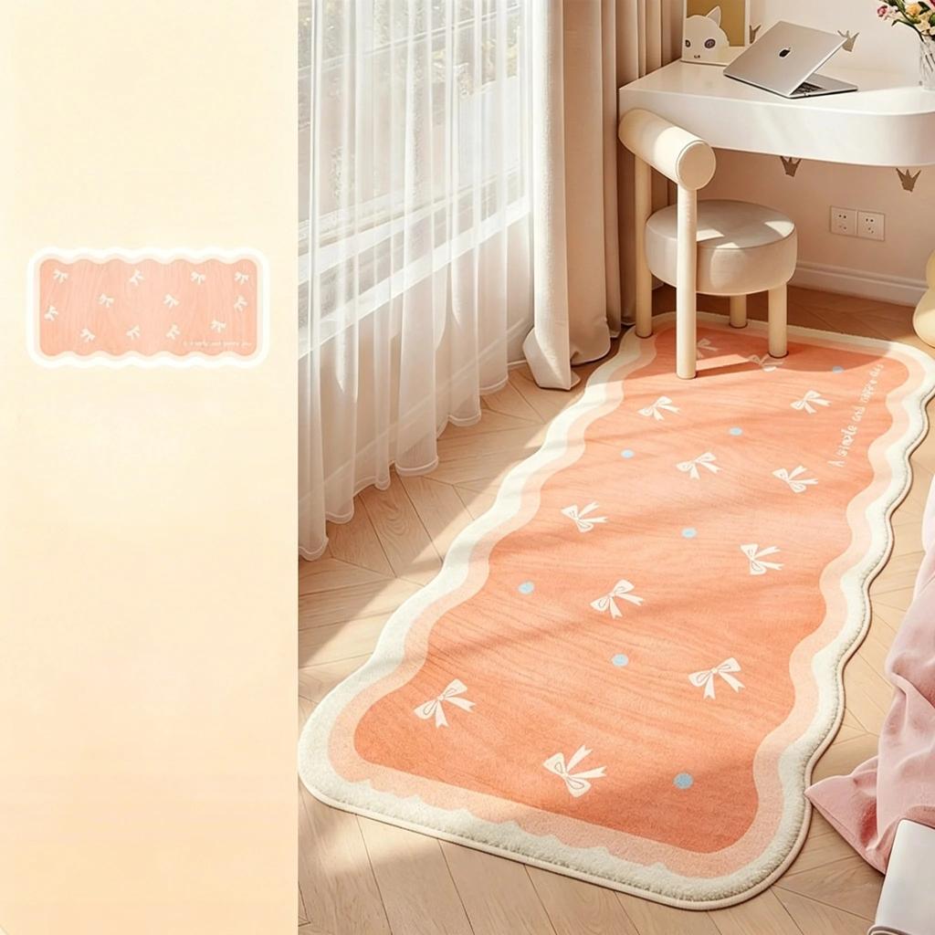 Pink Fluffy Rug Irregular Shape Non-slip Washable Soft for Bedroom Living Room Decor
