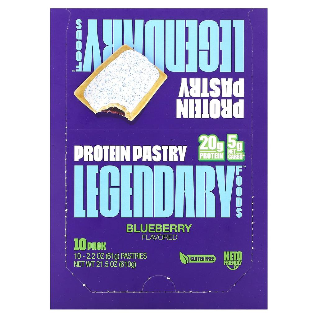 Legendary Foods Protein Pastry, Blueberry, 10 Packs, 2.2 Oz (61 G) Each