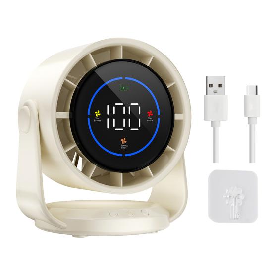 Air Cooling Fan Digital Display Strong Airflow 100 Speeds Adjustable Rechargeable Ultra Quiet Wall-Mounted Desk Fan