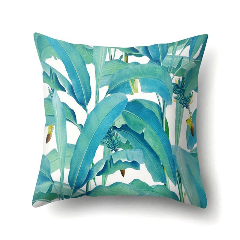 Polyester Pillowcase Ins Style Plant Flowers Nordic Printed Peach Leather Velvet Cushion Cover Sofa Waist Cushion Cover