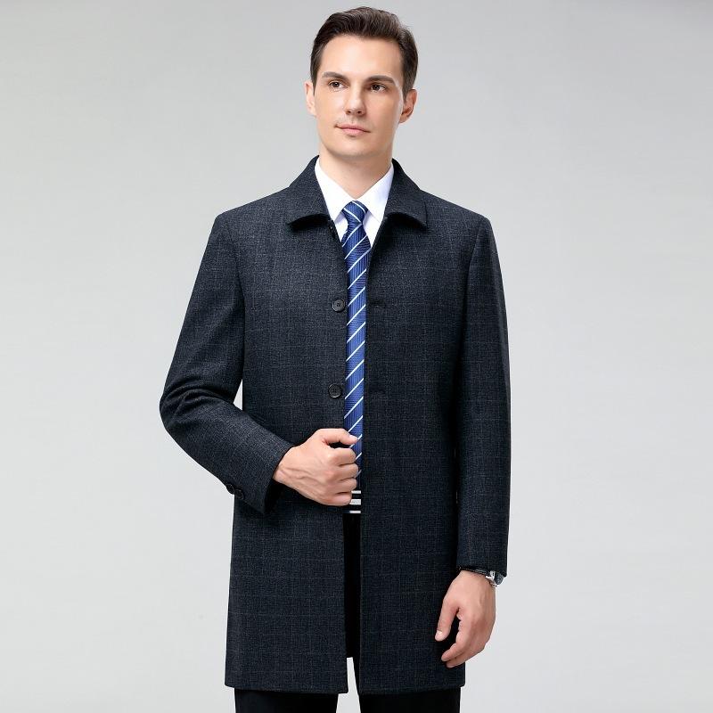 Кашемировое пальто средней длины, для среднего и пожилого возраста, осень и зима, свободная шерстяная куртка для папы, теплое пальто, мужское, толстое