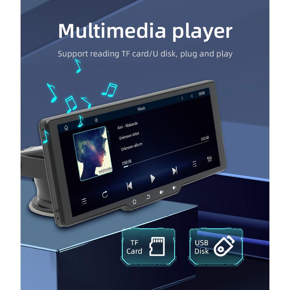 10,26-дюймовый портативный беспроводной экран Carplay HD задняя камера заднего вида Автомобильный радиоприемник DVR MP5 мультимедийный видеоплеер Android Auto