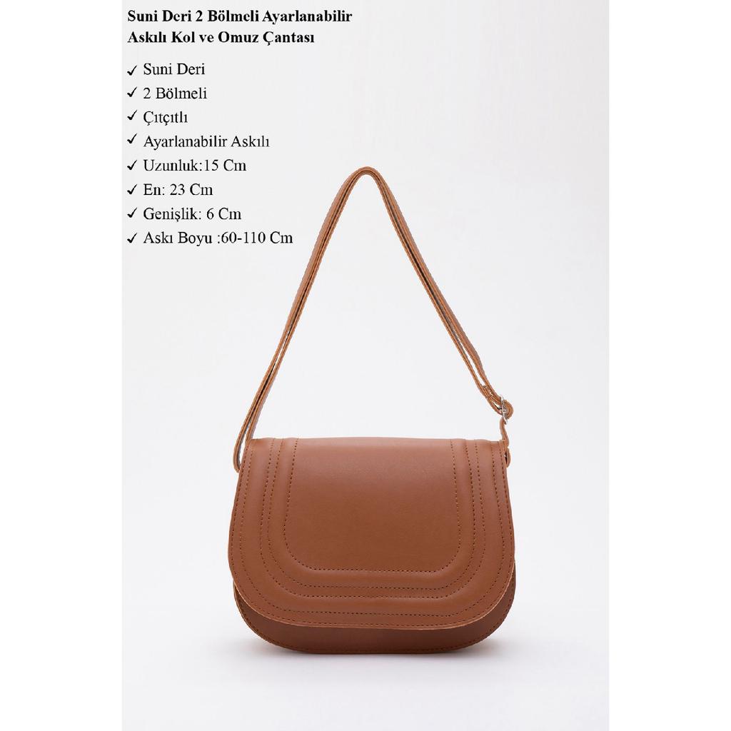 Black Shk93 Artificial Leather 2 Compartment Adjustable Strap Shoulder Bag L:15W:23W:6 Cm