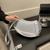 Стильная серебристая маленькая квадратная сумка на плечо из ПУ кожи, новый дизайн 2023 года для повседневных нарядов