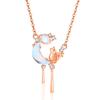 Necklace Cat Motif Stone Luxury Zirconia Pink Gold Finish 925 Silver Metal Allergy Friendly Day Popular "Silver Thunder" Women's Birthstone/Natural