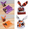 50Pcs Bat Pumpkin Halloween Decoration Cookie Bag Rabbit Ear Halloween Candy Bags Baking Packaging