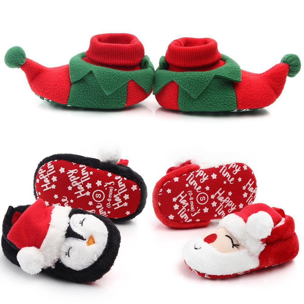 Cute Kids Baby Girls Boys Toddler Christmas Shoes Winter Soft Slippers Santa Claus