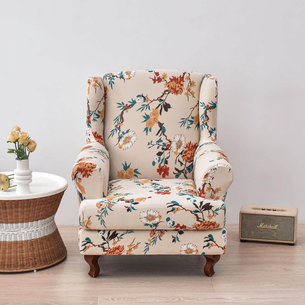 Классический чехол для кресла Wingback: Полная спинка, эластичная ткань, затягивается лентой, подходит для одноместного дивана