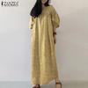 Women Casual V-Neck 3/4 Sleeve Floral Print Long Dress