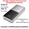 Портативный Power Bank Набор для сборки 22,5 Вт Двунаправленная Быстрая Зарядка Плата Power Bank Цветной TFT Дисплей Корпус для Аккумулятора Оболочка Аккумулятора