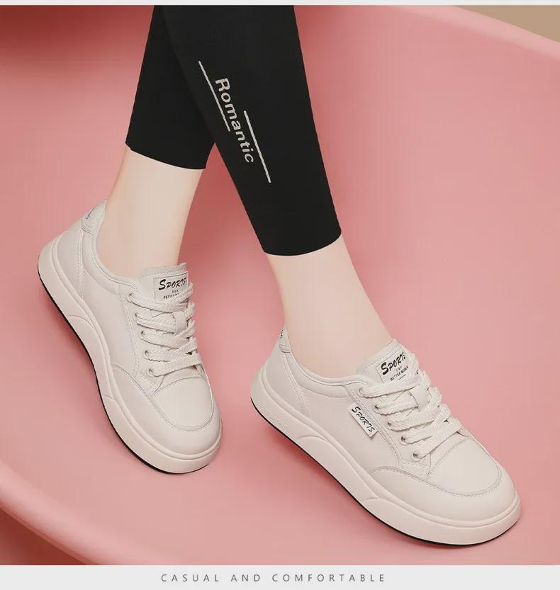 Женские кроссовки на платформе из натуральной кожи — весна/осень 2024 г., визуально увеличивающие рост, модная спортивная/повседневная обувь.