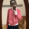 Осенний новый кардиган с круглым вырезом, вязаный топ, женский свободный повседневный тонкий мягкий восковой свитер-жакет