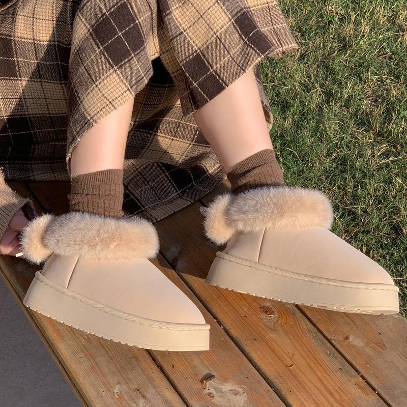 Женские домашние ботильоны, пушистые тапочки, теплые уютные зимние ботинки с пушистой плюшевой подкладкой для женщин, зимняя нескользящая домашняя обувь для помещения и улицы, короткие ботинки