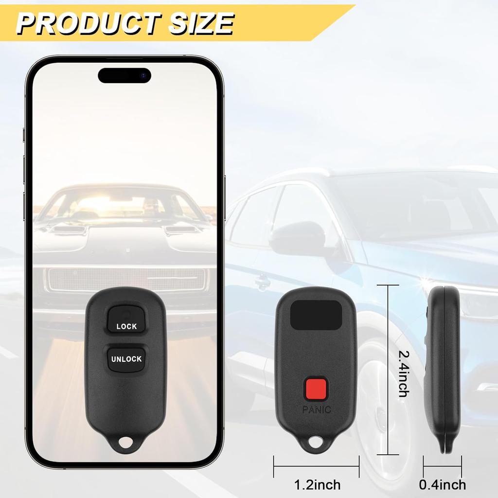 Key Fob Replacement For 2001-06 Toyota Highlander/ 00-06 Celica Echo/ 00-03 Prius/ 01-04 RAV4/ 04-06 Tundra/ 99-09 4Runner/ 2004-2007 XB Remote