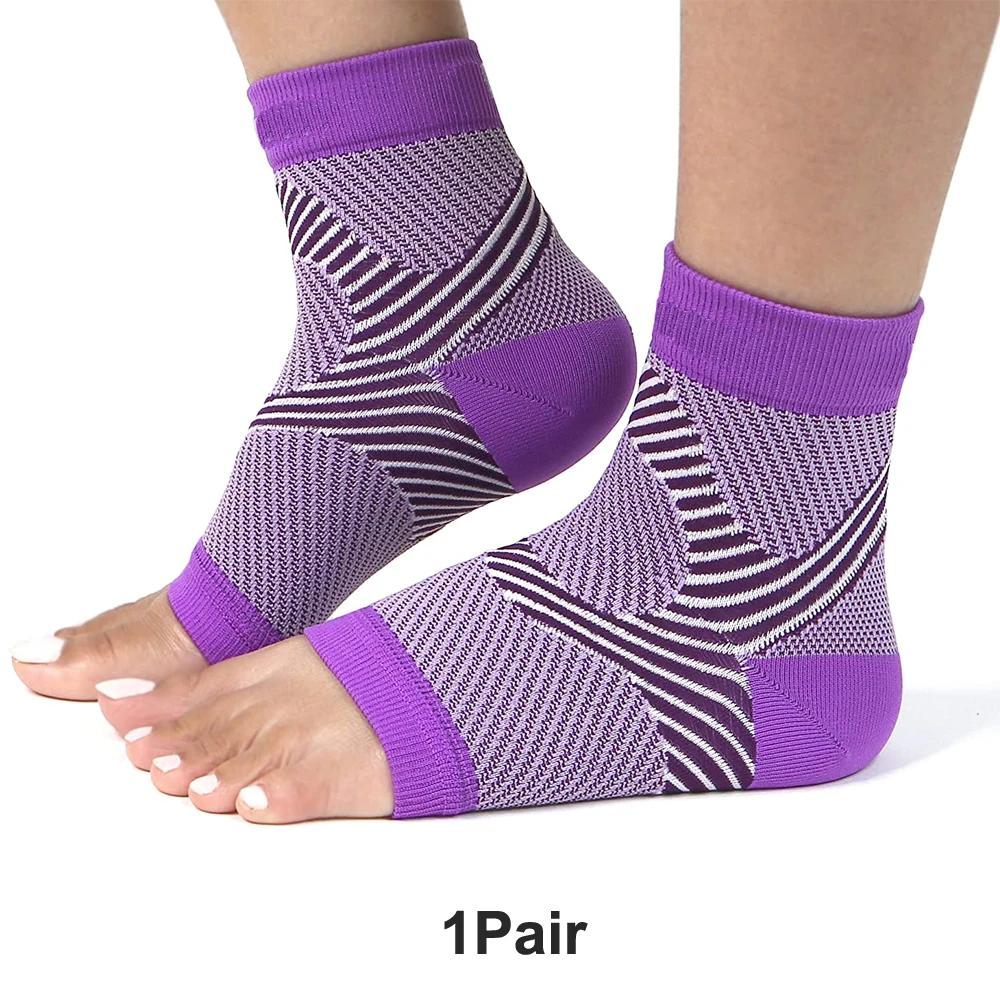1 Pair Plantar Fasciitis Socks Arch Support Toeless Compression Socks for Men Women Foot Pain Relief Ankle Swelling