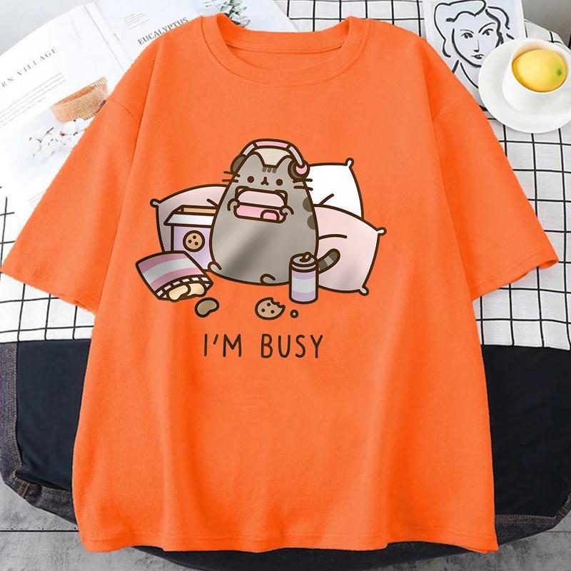 Новый Извините, я занят Кот играет в игры в наушниках Мужская Женская Футболка Высокое Качество Брендовая Одежда Свободные Футболки Топы Пара