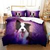 Purple Bedding Set Violets Dog Duvet Cover Quilt Cover 3D Lavender Butterfly Double For Full King Queen Twin Single Size