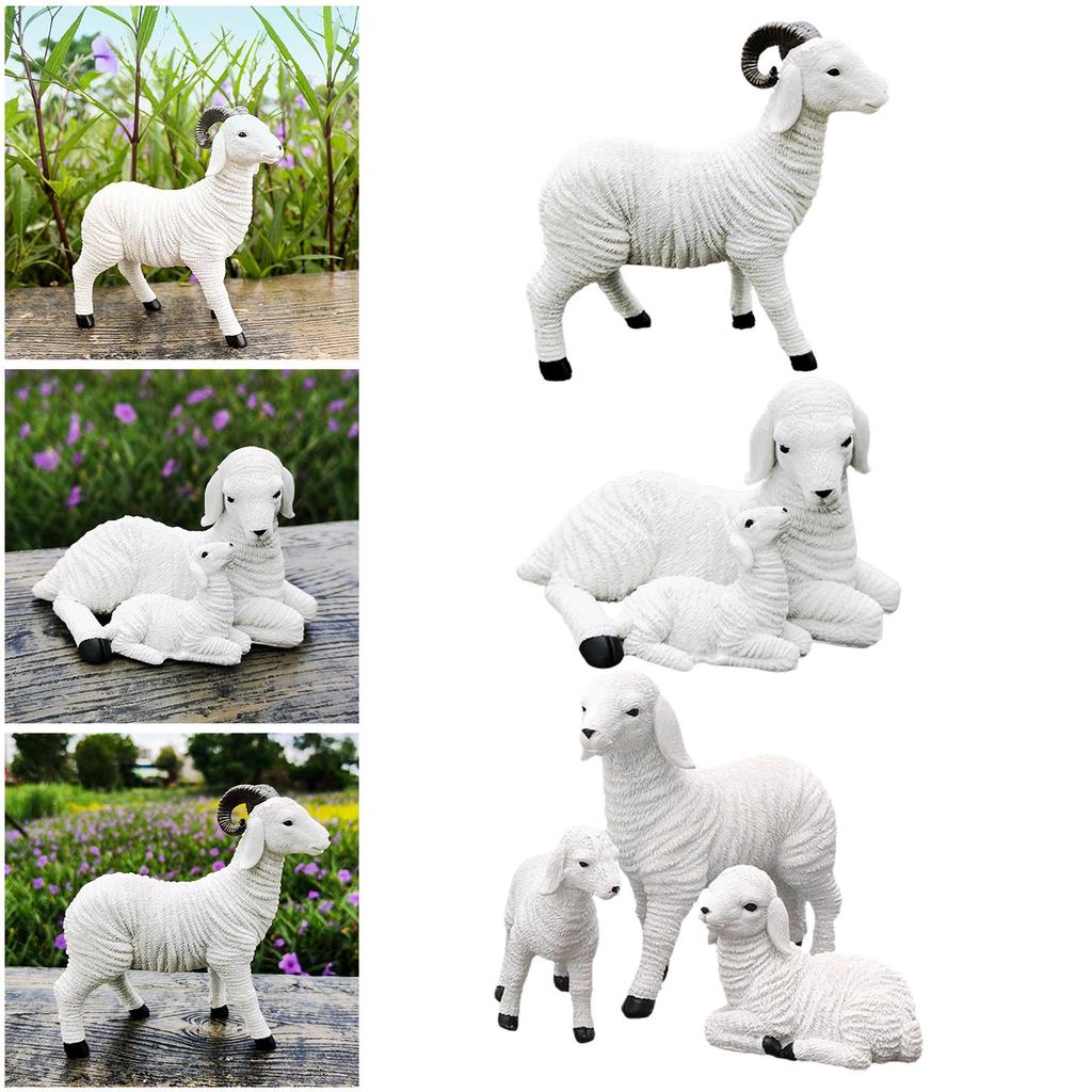 Resin Goat Figurine Lamb Ornament Goat Sculpture Landscape Decor Craft Decor for Home Bedroom Balcony Outdoor Statues Gifts