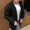 Мужской осенне-зимний теплый свитер, кардиган, сверхпрочный жаккардовый повседневный мужской костюм с длинным рукавом и воротником-стойкой