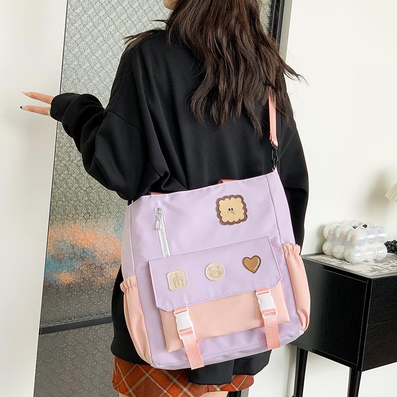 Большая вместительная студенческая сумка, портативная сумка через плечо, милая женская сумка через плечо