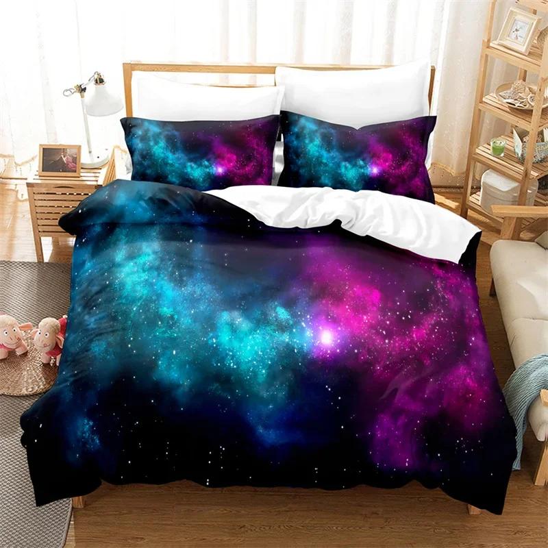 Starry Sky Duvet Cover Boundless Abstract Galaxy Bedding Set Microfiber Space Universe Star Quilt Cover Twin Queen For Kids Teen