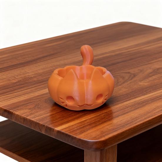 Yousheng Тыква Кот Конфетница Напечатанный на 3D-принтере Контейнер для подачи закусок Осень День благодарения Урожай Хэллоуин Угощение или жизнь Принадлежности для вечеринки