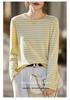 Women's French Retro Stripe Knitwear: Long Sleeve Round Neck Thin Wool Autumn Shirt