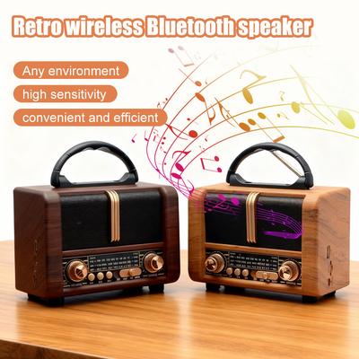 Винтажная беспроводная колонка с FM-радио, Bluetooth, USB, TF, Mp3, TWS, деревянный дизайн