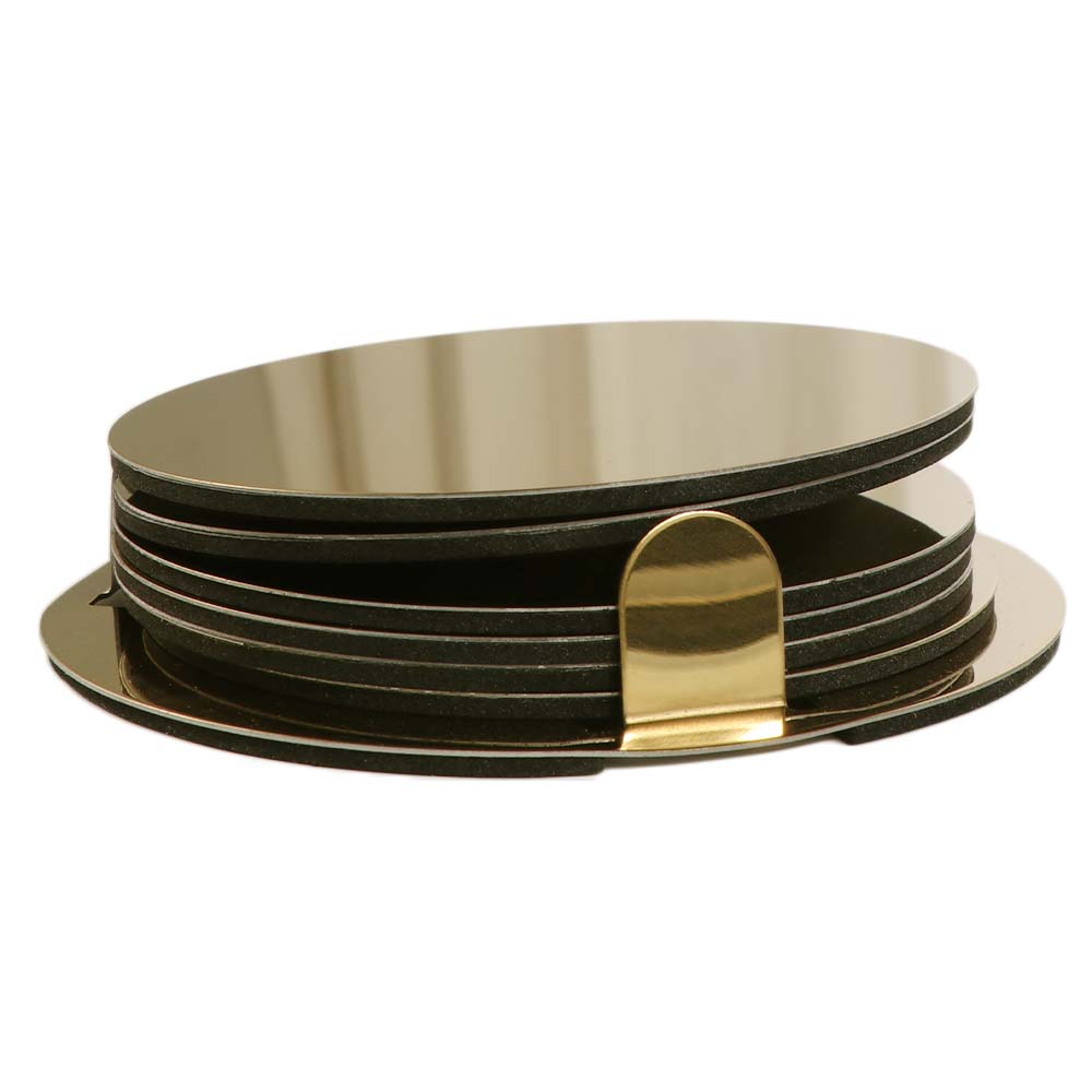 Scald-proof Insulated Cup Mat Mirror-like Drink Pad Gold Stainless Steel Coaster Set Restaurant