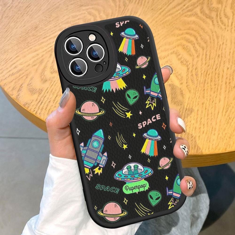 Эстетика милый мультяшный инопланетный космический чехол для телефона из твердой кожи для iPhone 14 13 12 Mini 11 14 Pro Max Xs X Xr 7 8 Plus Fundas