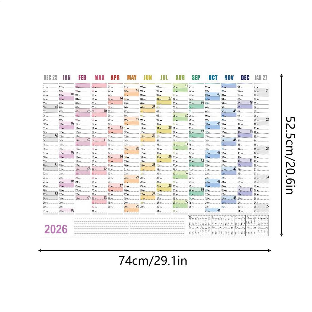Настенный календарь на 2026 год, ежемесячный, 29 x 20 дюймов, большой, для домашнего декора, с вкладками-подсказками, ежемесячный настенный календарь для умственных занятий, учебы, домашних дел