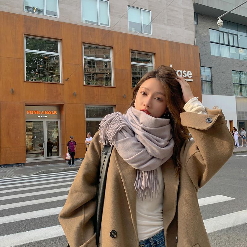 Женский толстый теплый однотонный шарф осень-зима новый стиль кашемировый шарф универсальный шерстяной шарф