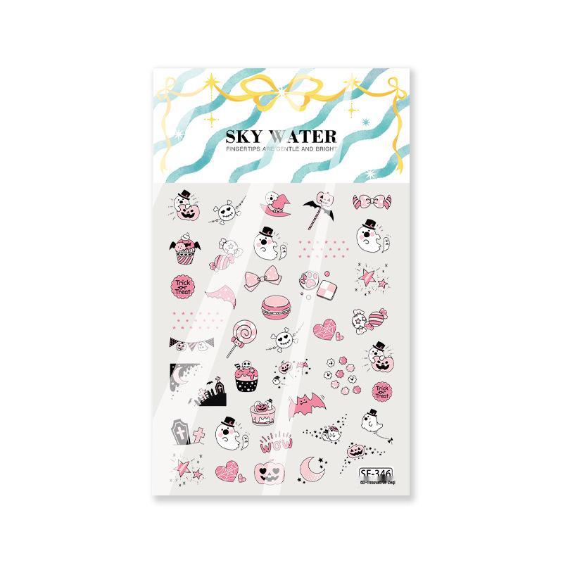 Sky Halloween Ghost Kids Nail Art Stickers - Cartoon Patterns for Journals and Nails