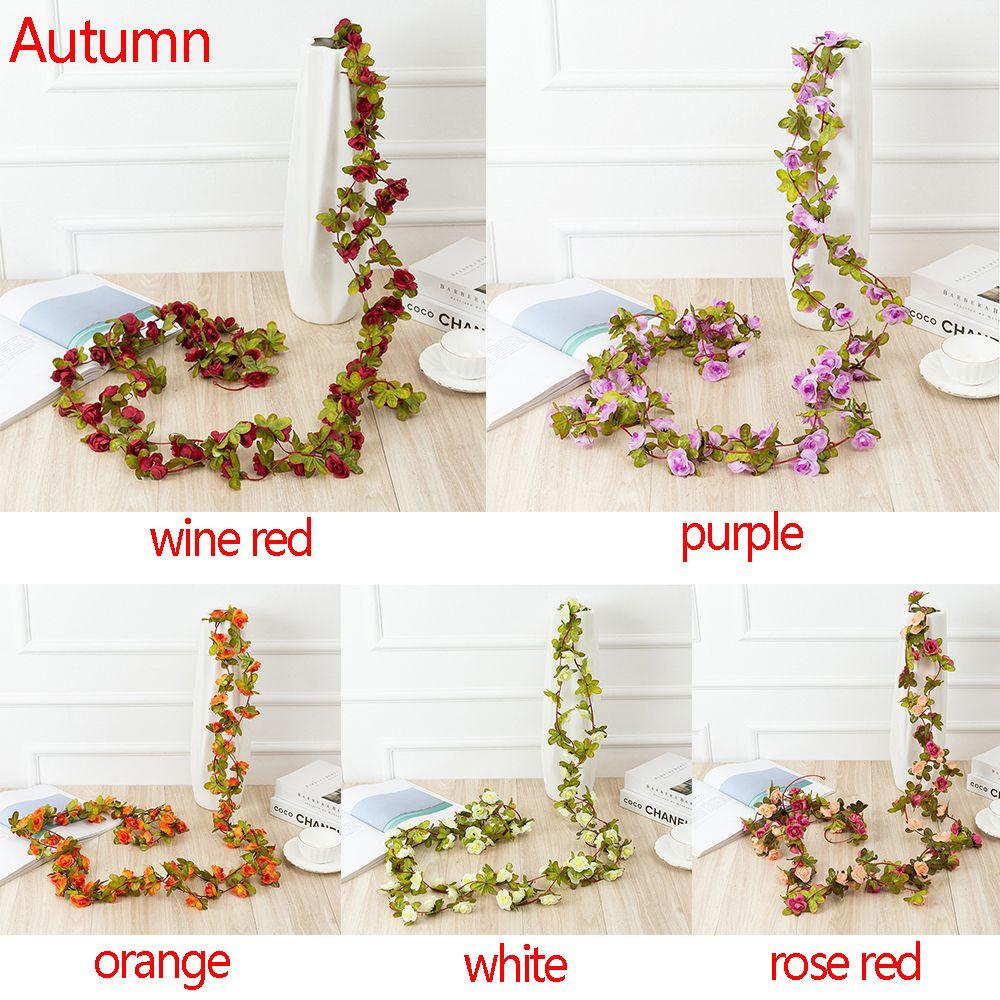 Wedding Decor Rose Garland Garden Arch Fake Plant Vines Flowers Garland Artificial Rose Flowers