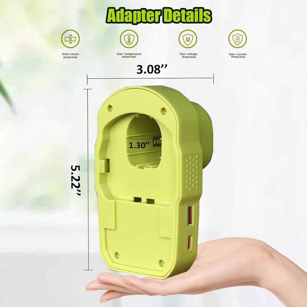 Совместимость с Ryobi Power Inverter 18 В аккумуляторный адаптер с USB и портом Type C Источник питания Зарядное устройство Преобразователь для One+ P743 18 В P107 P108