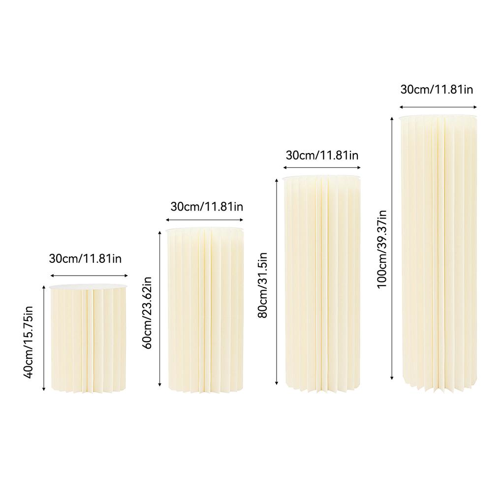 4 PCS Heavy Duty Cardboard Pedestal Stands Set, 66lbs Load Folding Display for Wedding Backdrop Party Banquet Decor