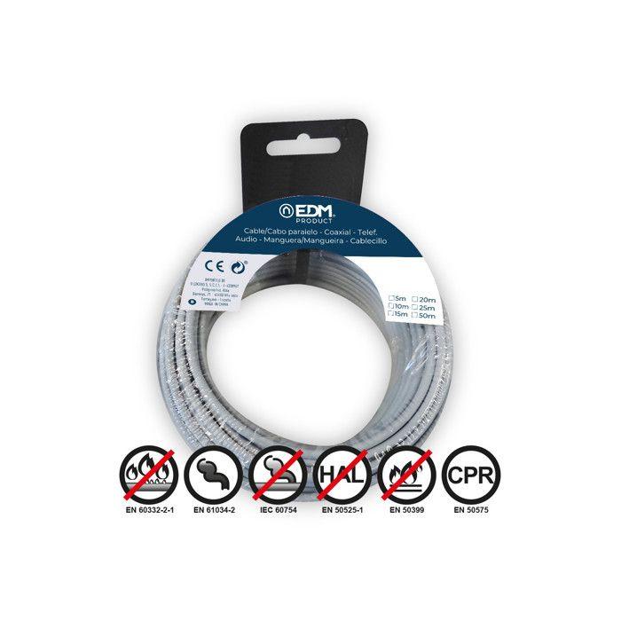 Bobine Fil électrique Flexible 1,5mm Gris Sans Halogène 20m